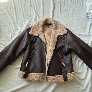 Forever 21 Brown and Cream Teddy Jacket